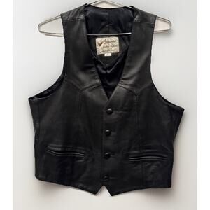 Vintage Continental Leather Fashions Black Vest Western Motorcycle USA Men's 40